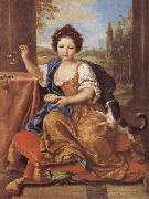 Pierre Mignard Girl Blowing Soap Bubbles painting